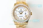 Fake Rolex Yellow Gold President Diamond Bezel Day Date II Watch White Dial N9 Factory